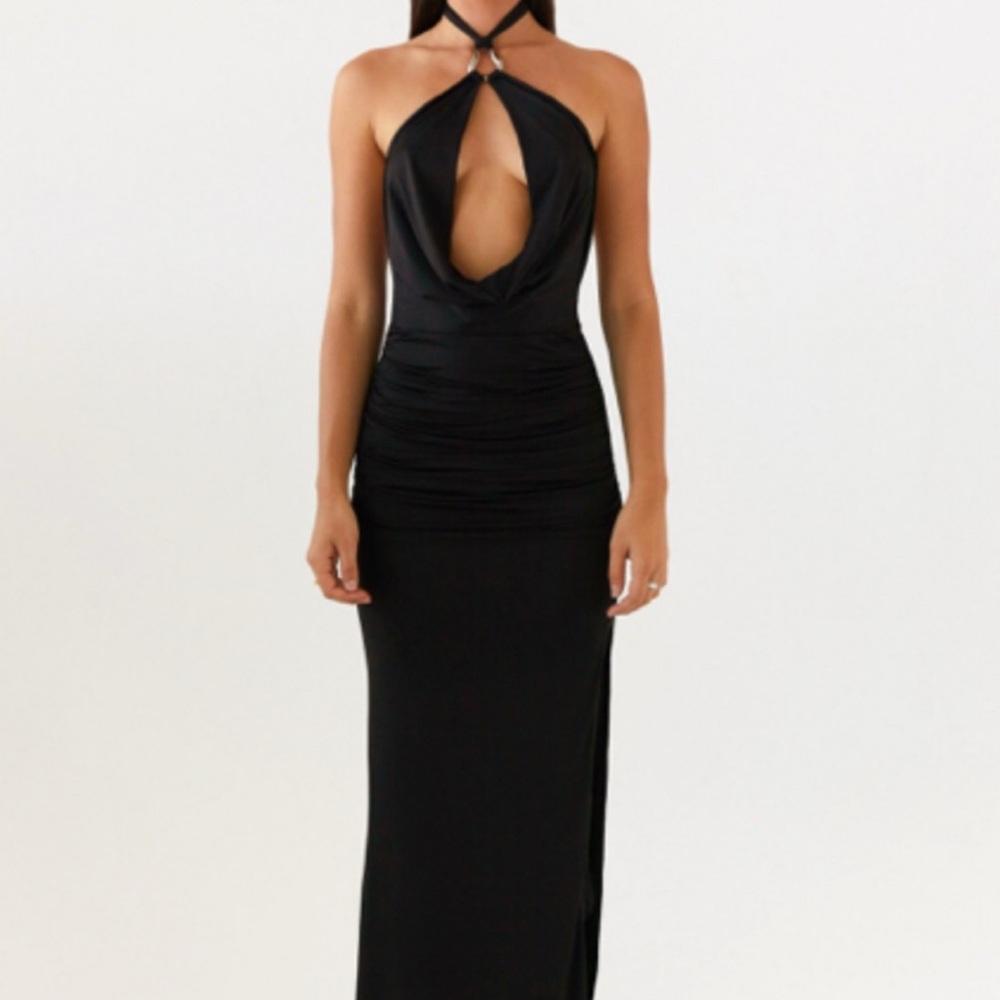 Elegant Black Halter Dress